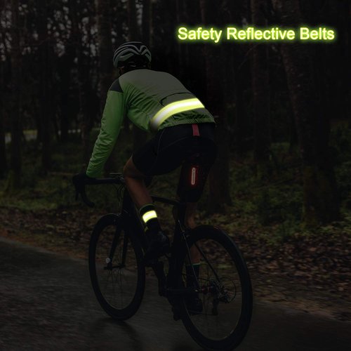 Hotop 6 Pieces Reflective Band Strap Safety Reflective Glow PT Belt High Visibility Waist Belt for Arm, Wrist, Ankle, Leg Running Cycling Walking Marathon(Green)