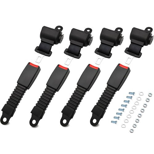 HOOTO Golf Cart Seat Belts(4 Pack), Universal Golf Cart Seat Belt Kit for Yamaha Club Car EZGO Go-Kart ATV UTV, 42" Retractable Club Car Seat Belts (Without Mounting Bar)