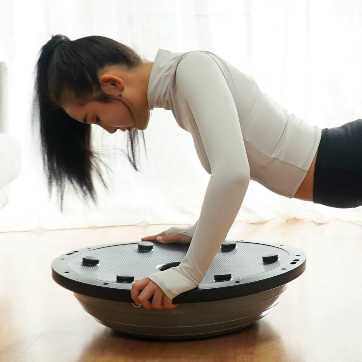 Nice C Balance Ball - Half Balance Trainer with Resistance Band & Bonus Foot Pump | Fitness & Yoga