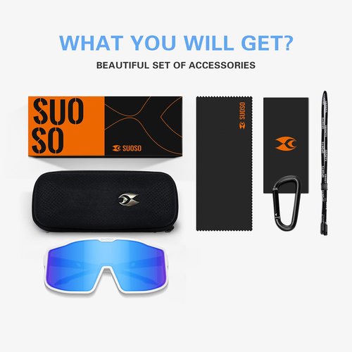 suoso Sports Cycling Glasses for Men: UV400 Polarized Wraparound Sunglasses for Women Running Riding Fishing Baseball TR90