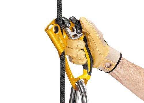 PETZL Ascension Ascender - Ergonomic Handled Rope Ascender for Climbing and Rigging - Yellow - Right