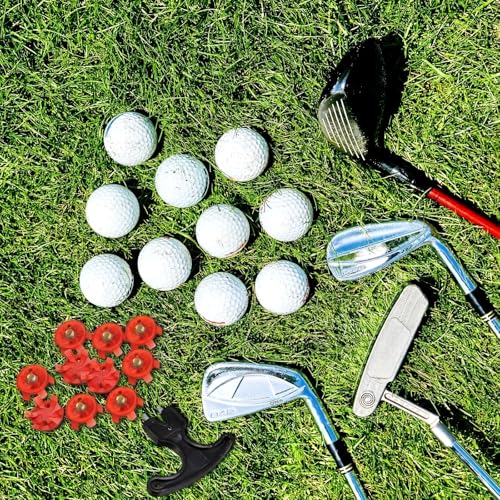 Cozypower Red Golf Spikes Cleats Set with Tool - 31 Pcs Durable Metal Screw Replacement