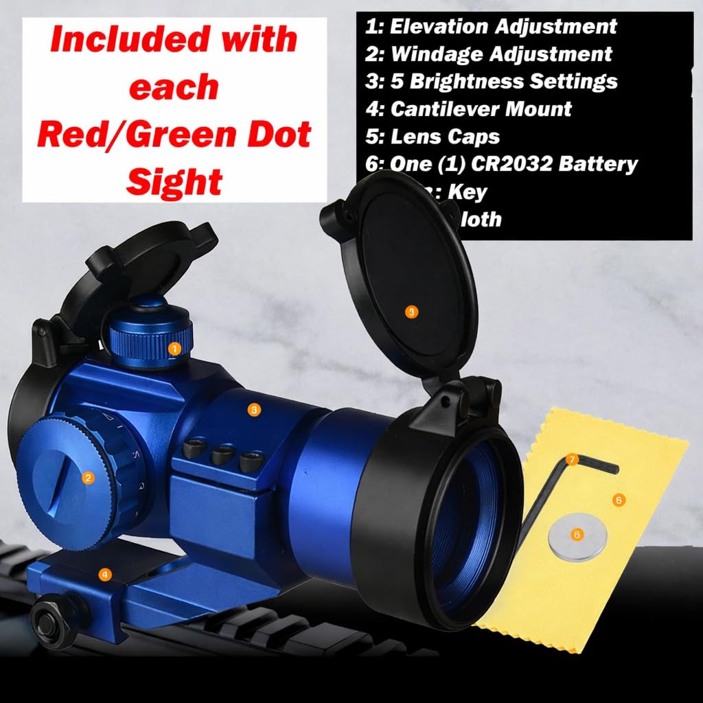 Tactical Scope Reflex Stinger 4 MOA Red - Green Dot Sight with Picatinny Mount (Blue Color)