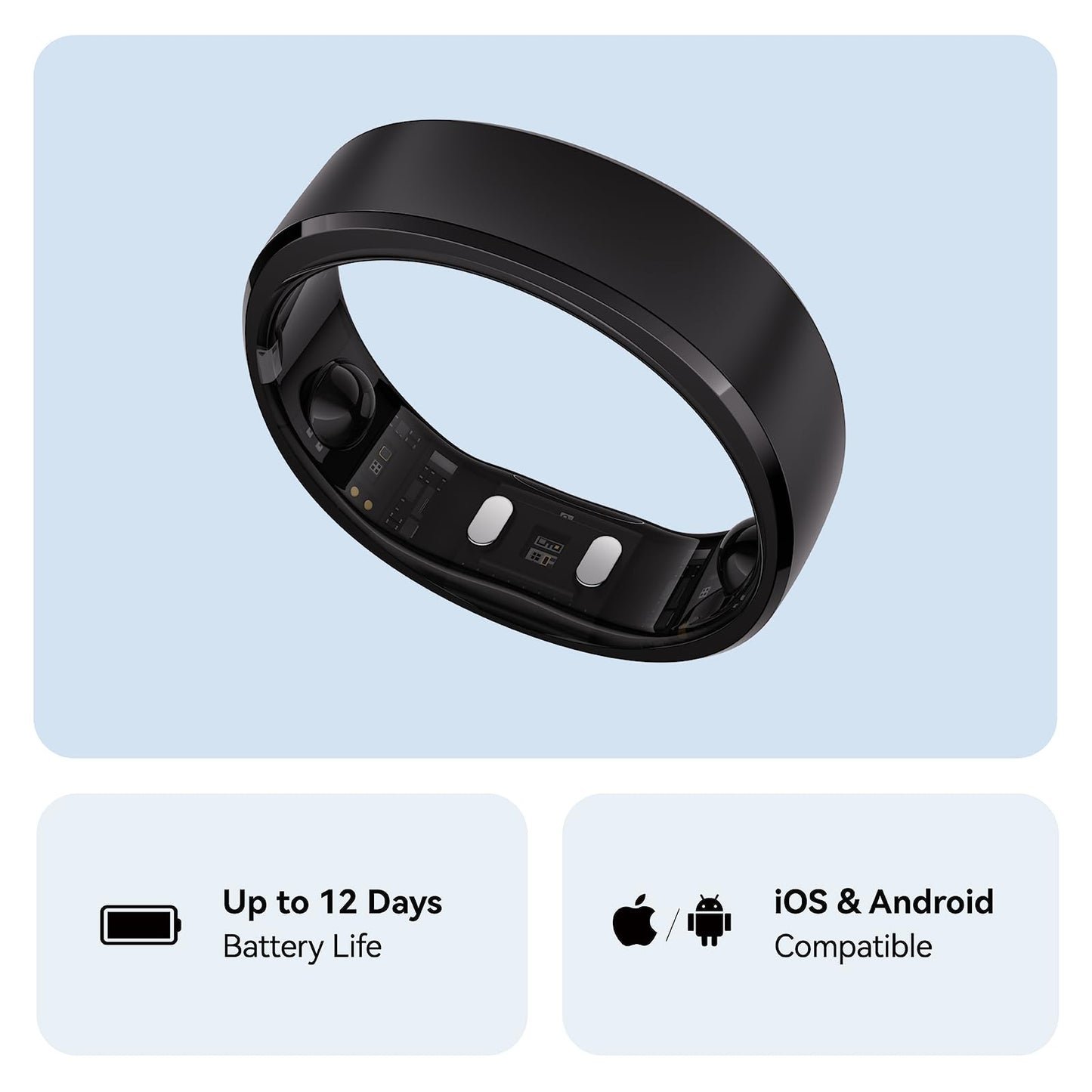 RingConn Gen 2 Smart Ring - Sleep Apnea Monitoring(Black, Size 10)