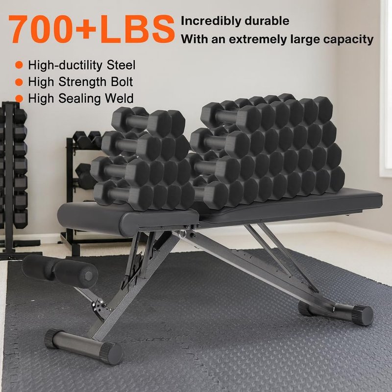 BARWING Adjustable Weight Bench for Home Gym,700LBS Foldable Incline Bench for Full Body Workout Easy Assembly Training Decline Bench