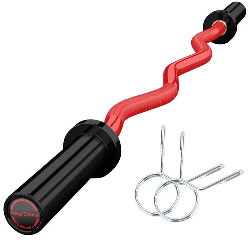 47" Olympic EZ Curl Bar - 500lb Capacity Heavy Duty Chrome Curling Bar for Biceps Triceps Workout, With 2 Spring Collars, Fits 2" Standard Weight Plates for Home & Gym Strength Training