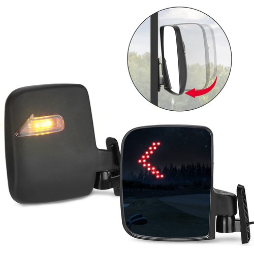 KEMIMOTO Golf Cart Side Mirrors with LED Turn Signal Lights, Universal Rear View Mirrors Compatible with Club Car, EZGO, ICON, Drive, and Kandi Golf Carts
