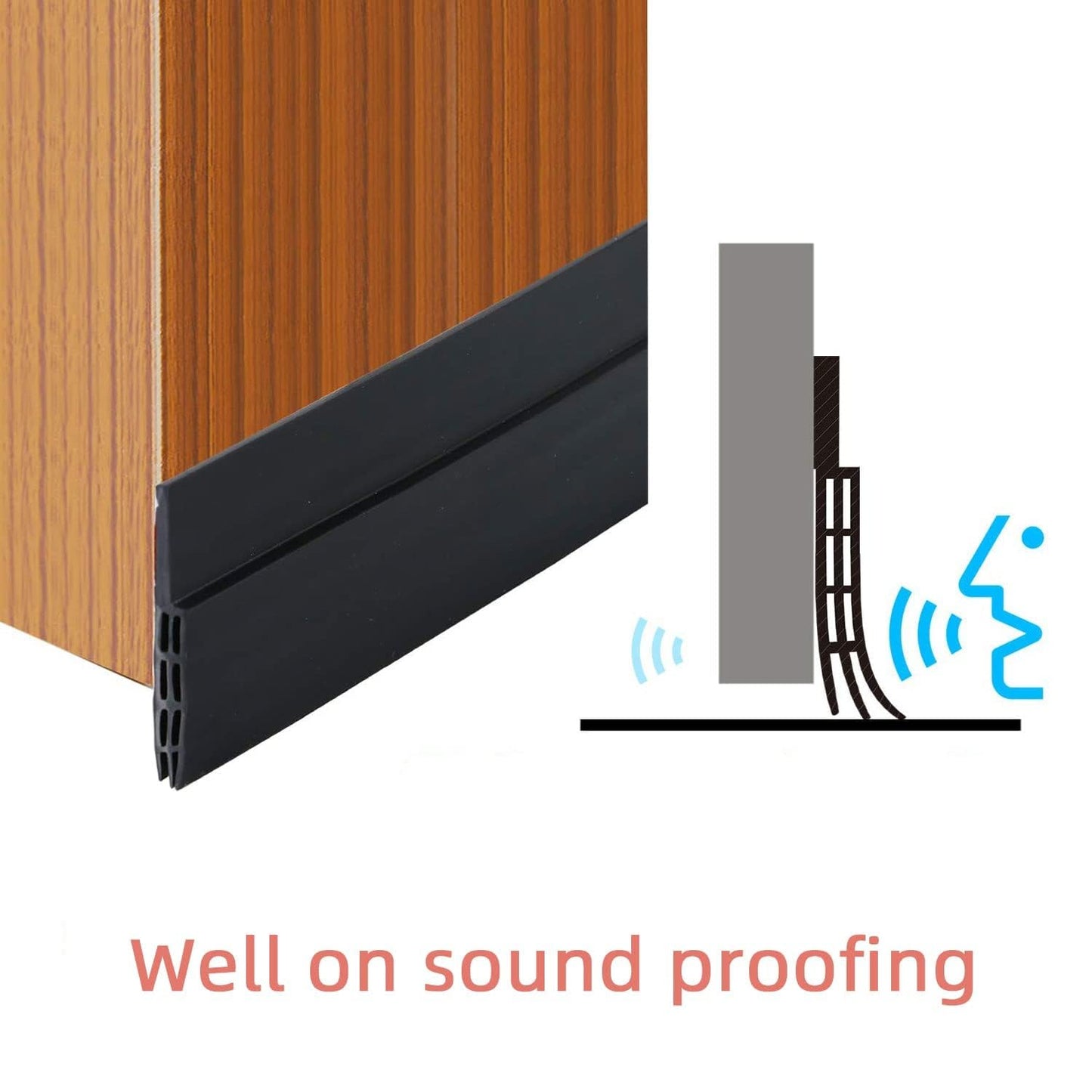 JBWKWELM 2PC Silicone Door Draft Stopper - 39in x 35in Black Door Seal Strip for Interior & Exterior Doors Weather Stripping Soundproof1