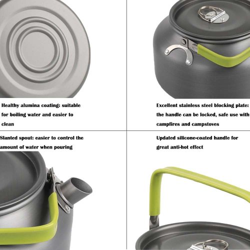 IGYYO Aluminum 0.8L Outdoor Camping Hiking Kettle Coffee Pot Portable Teapot Kettle Compact and Lightweight