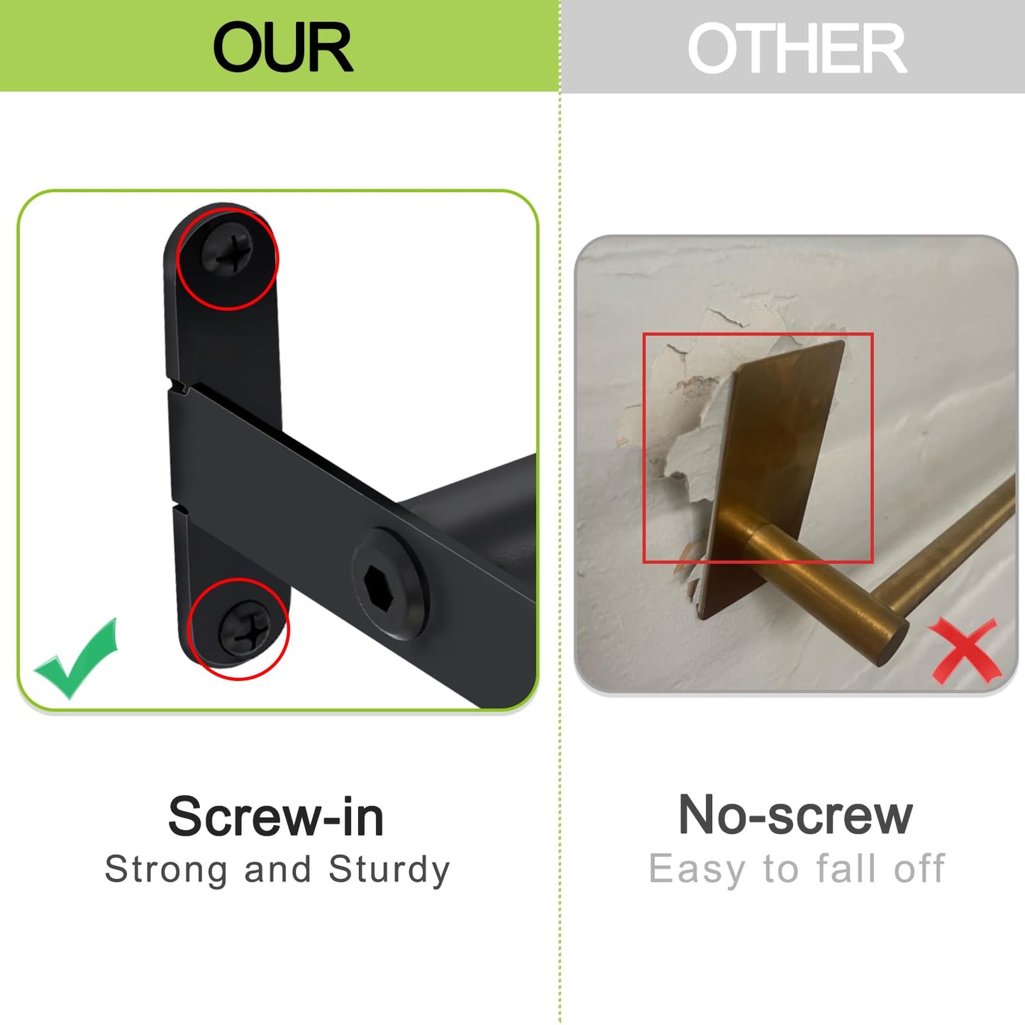 XEENEW Double Towel Bar, 24 Inch Towel Racks for Bathroom, Stainless Steel Bathroom Towel Holder, Towel Rack Wall Mounted Towel Hanger Towel Rod, Matte Black