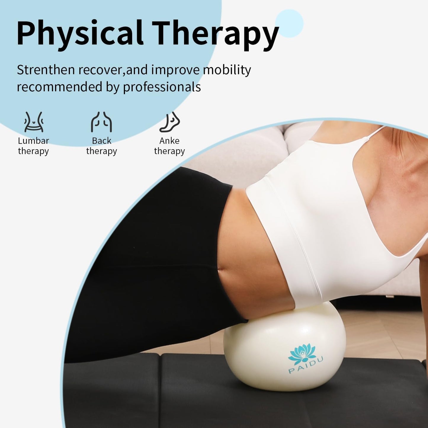 PAIDU Pilates Ball - 10-Inch Anti-Explosion Mini Yoga Ball for Core Training & Stability Exercises