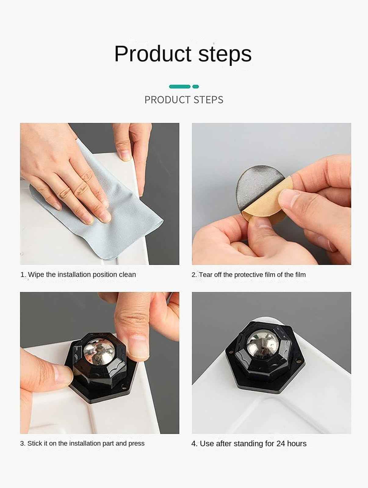 12 Pack Self Adhesive Caster Wheels, Swivel Wheels for Furniture, Load Capacity 30 LBS Per Caster Wheels 1 Inch, Low Profile Paste Universal for Storage Box, Small Appliance Storage Bins (Black, 12)