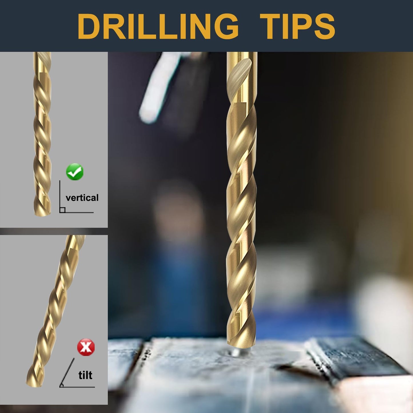 BeHappy 3/16" Cobalt Drill Bit Set (10Pcs), M35 HSS, 135 Degree Tip, Twist Jobber Length for Hardened Metal, Stainless Steel, Cast Iron, Wood, and Plastics, with Index Storage Case