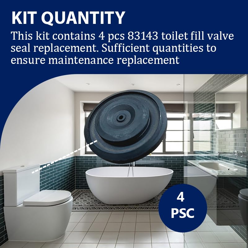 4 Pcs 83143 Toilet Fill Valve Seal Replacement Part Compatible with Fluidmaster 200, Fluidmaster 400, Fluidmaster 242, Fluidmaster 747 – Durable, Easy DIY Fix