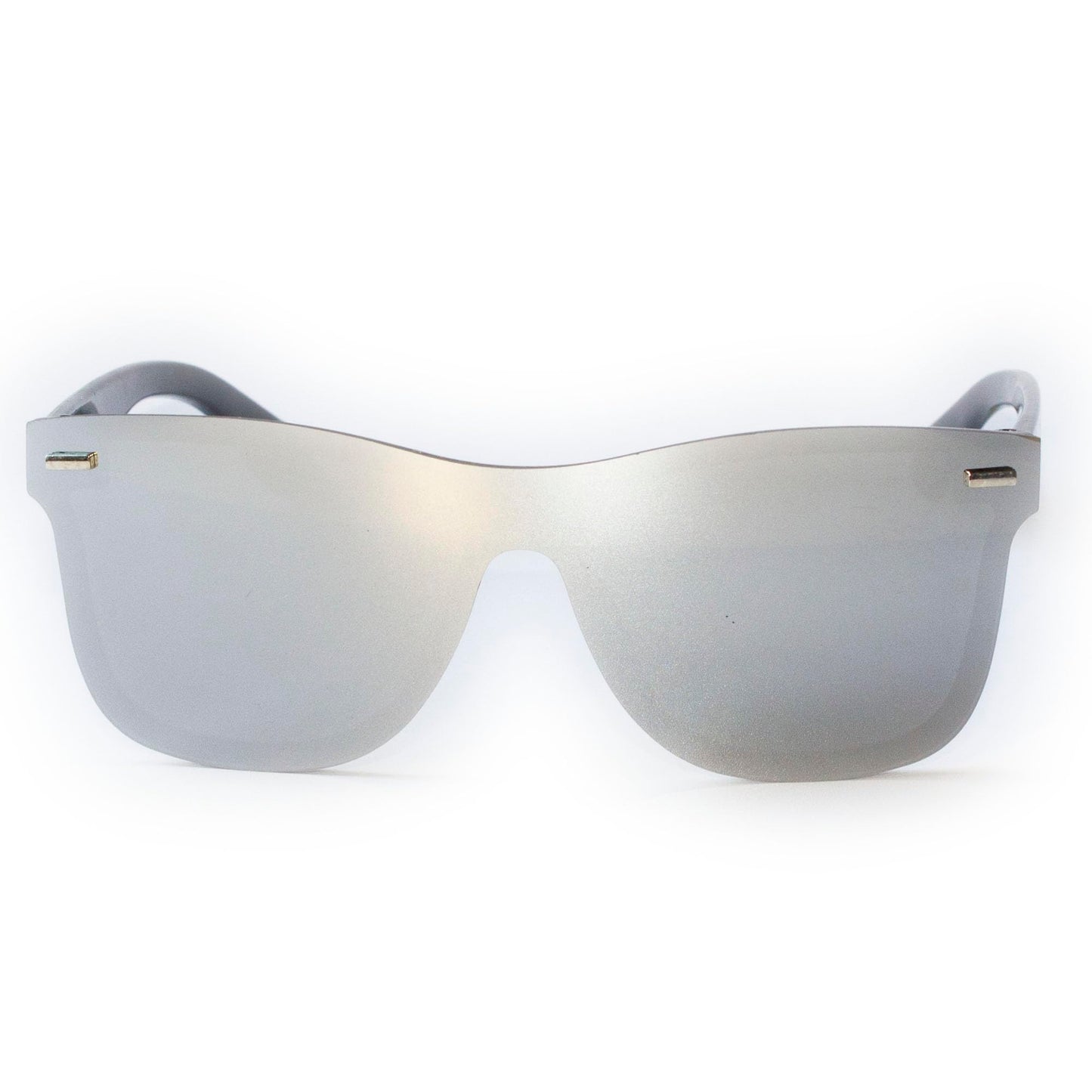 LOOVILEN 2 Pack One-Piece Mirror Lens Sunglasses - UV400 Protection Frameless Shades for Men & Women - Lightweight (62mm Wide) for Driving, Travel & Fashion Black Grey Silver