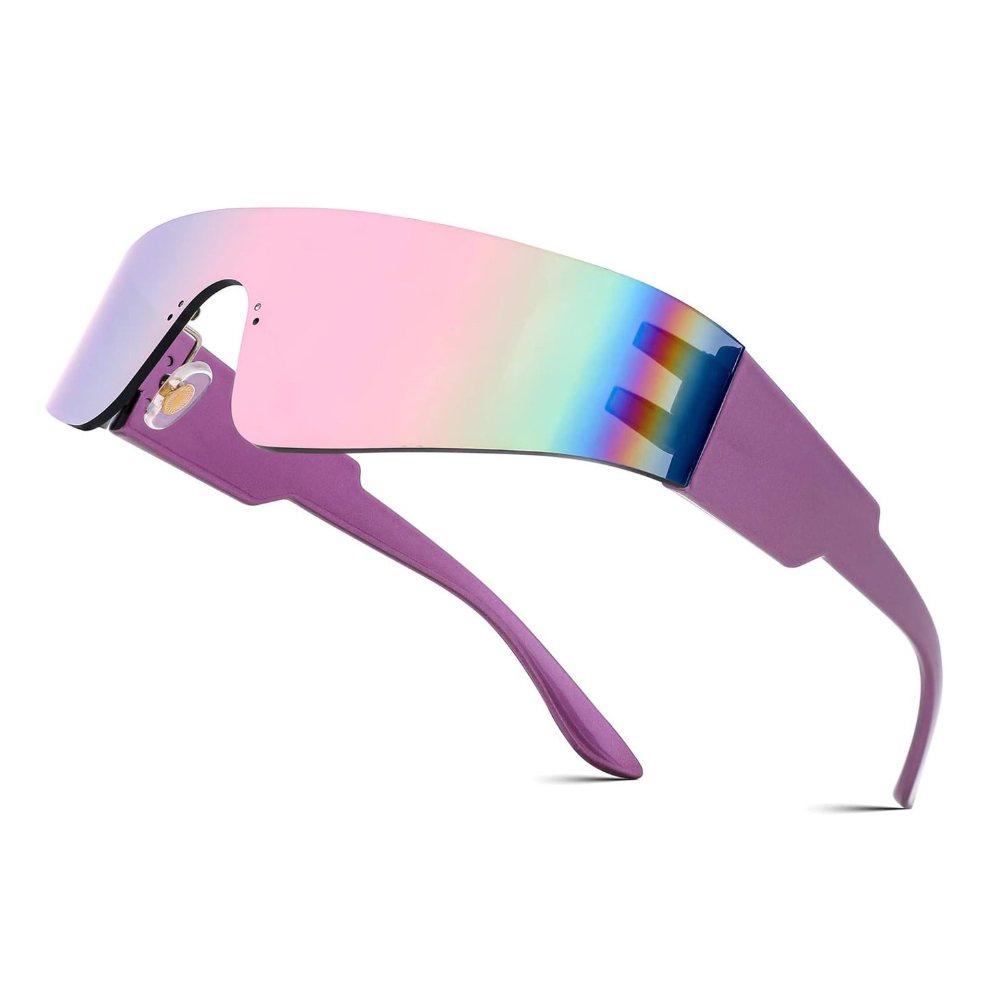 FEISEDY Rimless Sunglasses Y2K Futuristic Wrap Around Sunglasses For Women Men One Piece Goggles Miorred Shades B2927