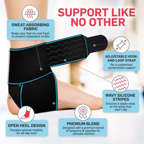 Dr. Arthritis Essentials Ankle Brace Support for Women & Men, Tendonitis, Achilles Injuries, Running, Basketball & More, Fits Left & Right Foot (Blue 2 Pack)