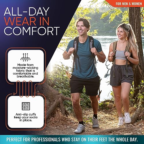 PhysFlex Black Large Compression Ankle Support Socks 3-Pack for Men & Women