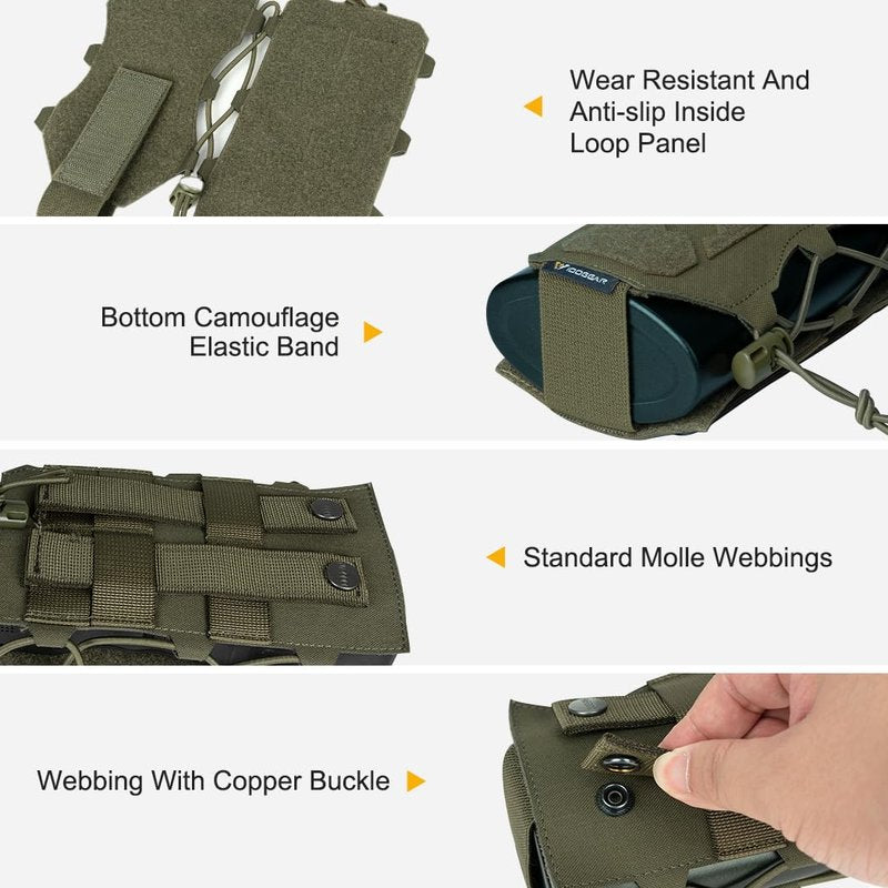 IDOGEAR Tactical Water Bottle Pouch Military Adjustable Straps Kettle Carrier Holder for Outdoor Sports (E: Ranger Green)