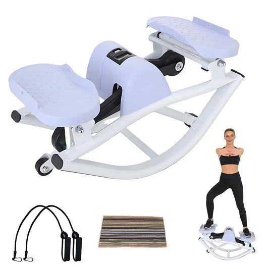 JSDMBD Rock Stepper Step Side-to-Side Lateral Rocking Fitness Stepper with Digital Monitor/Resistance Bands Machine for Home Workout (Purple)