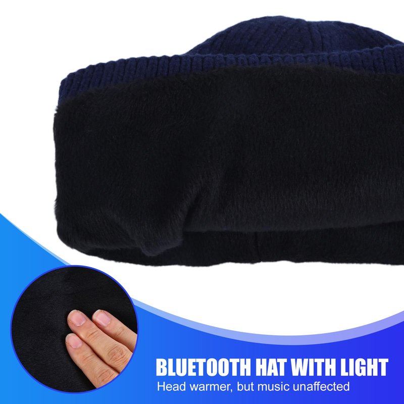 Bluetooth Beanie Hat with Led Light,Fleece Lined Winter Warm Hat with Wireless Music Headphones and Built-in Speaker Mic,Gifts for Men Women Black