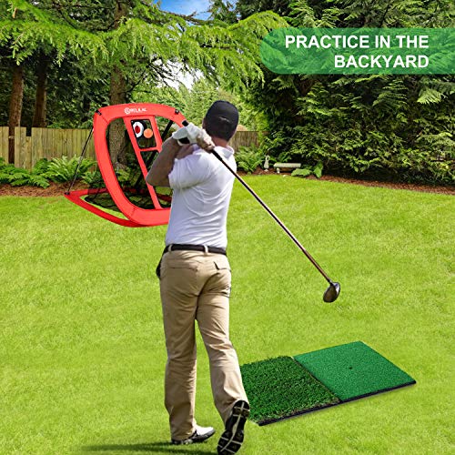 RELILAC Golf Practice Net Set with 1 Net, 2 Mat, 12 Foam Balls – Indoor/Outdoor Chipping Target for Golfers, Gifts for Men, Women, Kids, Dad, Husband