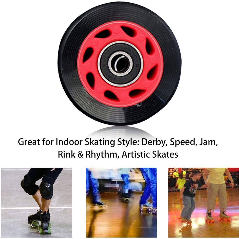 8 Pack Roller Skate Wheels with Bearings Installed, Outdoor Roller Skate Wheels for Double Row Skating, Quad Skates Accessories Outdoor/Indoor Use, 82A, 58 x 32mm