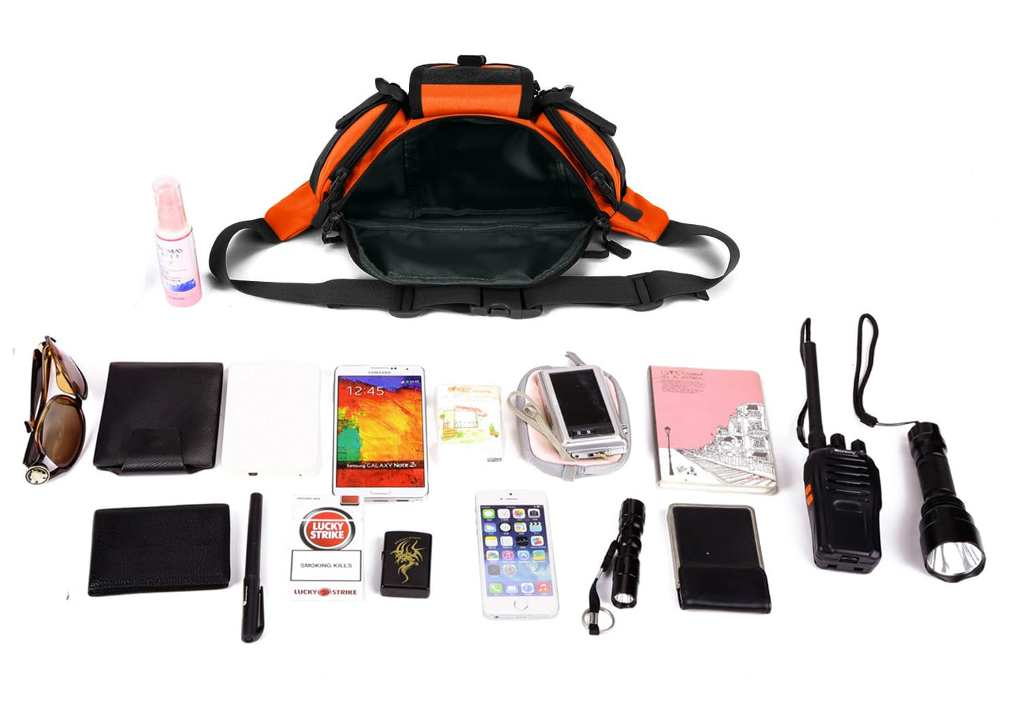 ArcEnCiel Tactical Fanny Pack for Men Women Waist Bag Hip Belt Outdoor Hiking Fishing Bumbag with Patch (Orange)