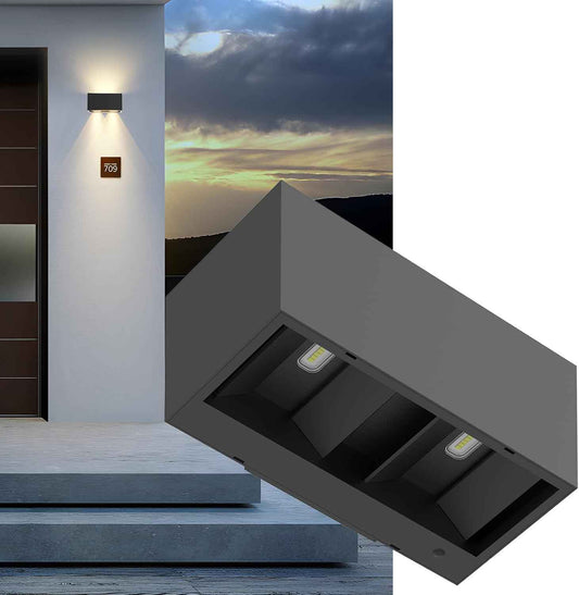 Up and Down Solar Wall Lights - 2pcs Waterproof 4000K 700LM Outdoor Cube Design for Porch, Patio & Yard Decor