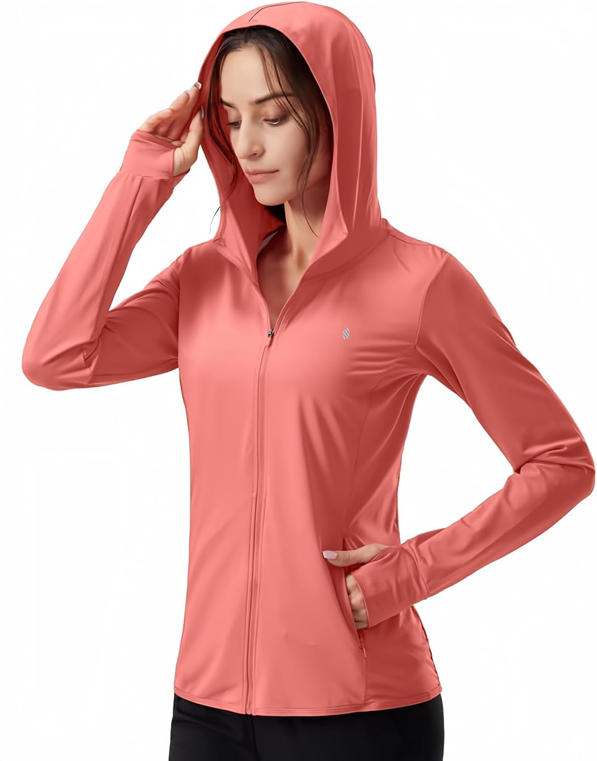 Soothfeel Women's Sun Protection Hoodie Jacket - Lightweight UPF 50+ Long Sleeve with Pocket for Outdoor Hiking