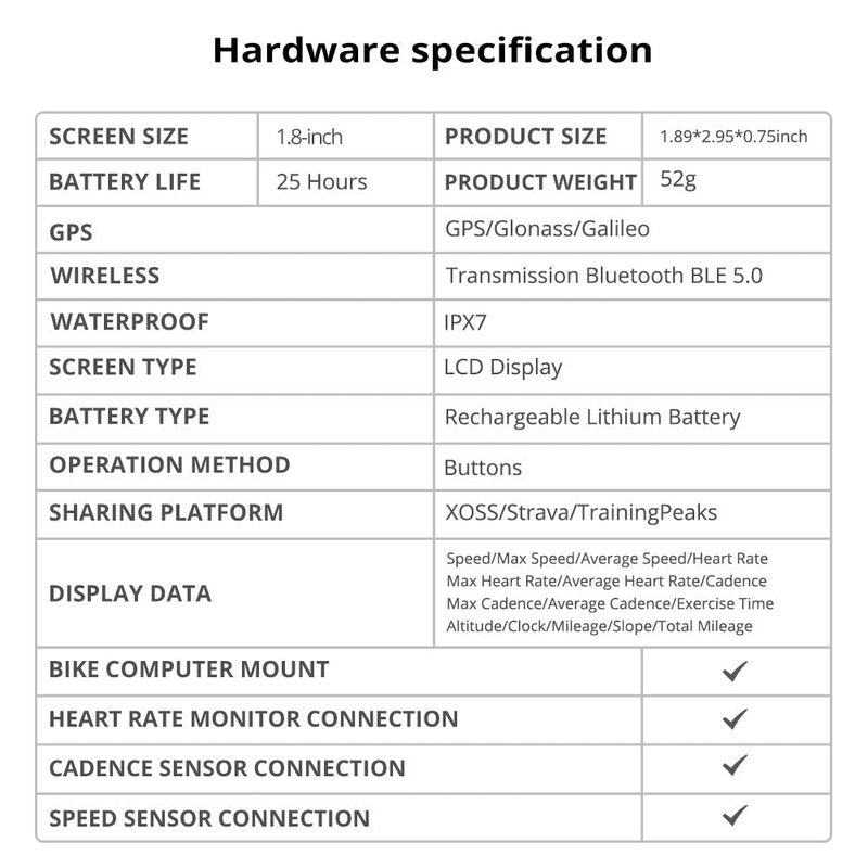 XOSS G+ GPS Bike Computer, Bluetooth ANT+ Cycling Computer, Wireless Bicycle Speedometer Odometer with LCD Display, Waterproof MTB Tracker Fits All Bikes Electric Bike (XOSS APP Support)