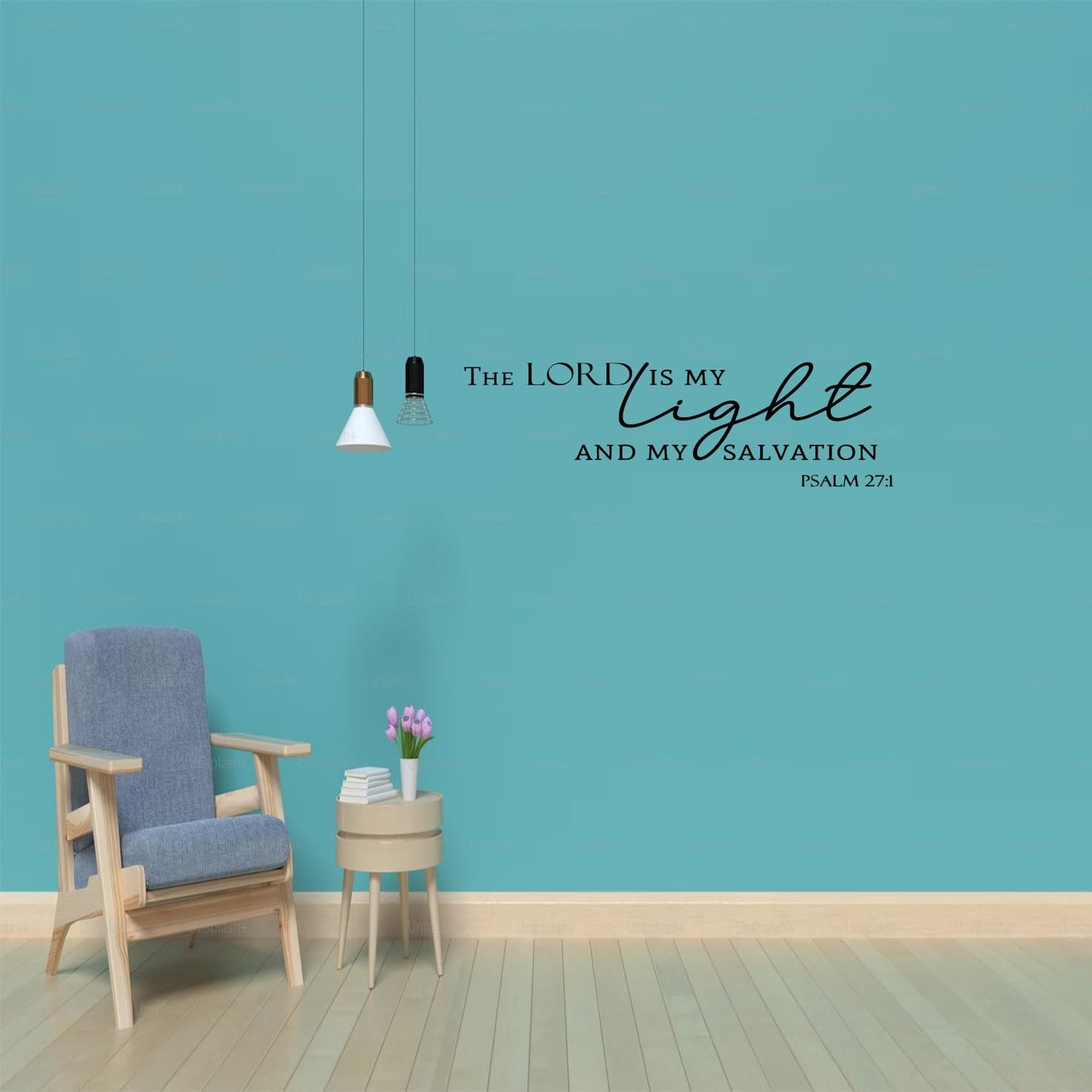 The Lord is My Light and My Salvation Psalm 27:1- Christian Quotes Bible Verse Vinyl Wall Decal Sticker, Scripture Wall Art, Christian Gift, Religious Décor