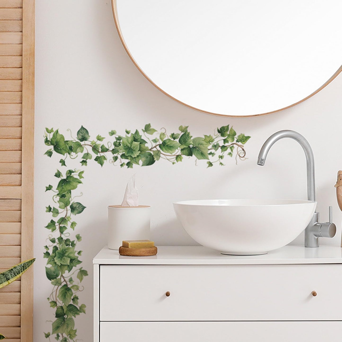 Green Leafy Vine Wall Decals Green Plants Leaves Wall Stickers Removable Peel and Stick Vinyl Art Mural Decals for Living Room Bedroom Classroom Kitchen Wall Decor