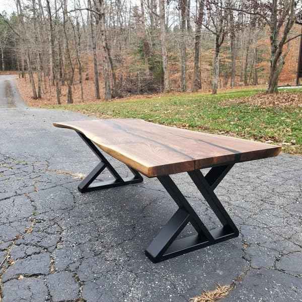 16-Inch Black Metal Coffee Table Legs - Industrial Triangle Design, Set of 2
