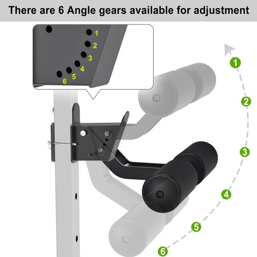 Lifeswell Nordic Hamstring Curl Attachment for 2"x2" Power Rack with 1" or 1/2" Hole, 6 Height Adjustable Leg Hold Down with Leather Surface for Home Gyms