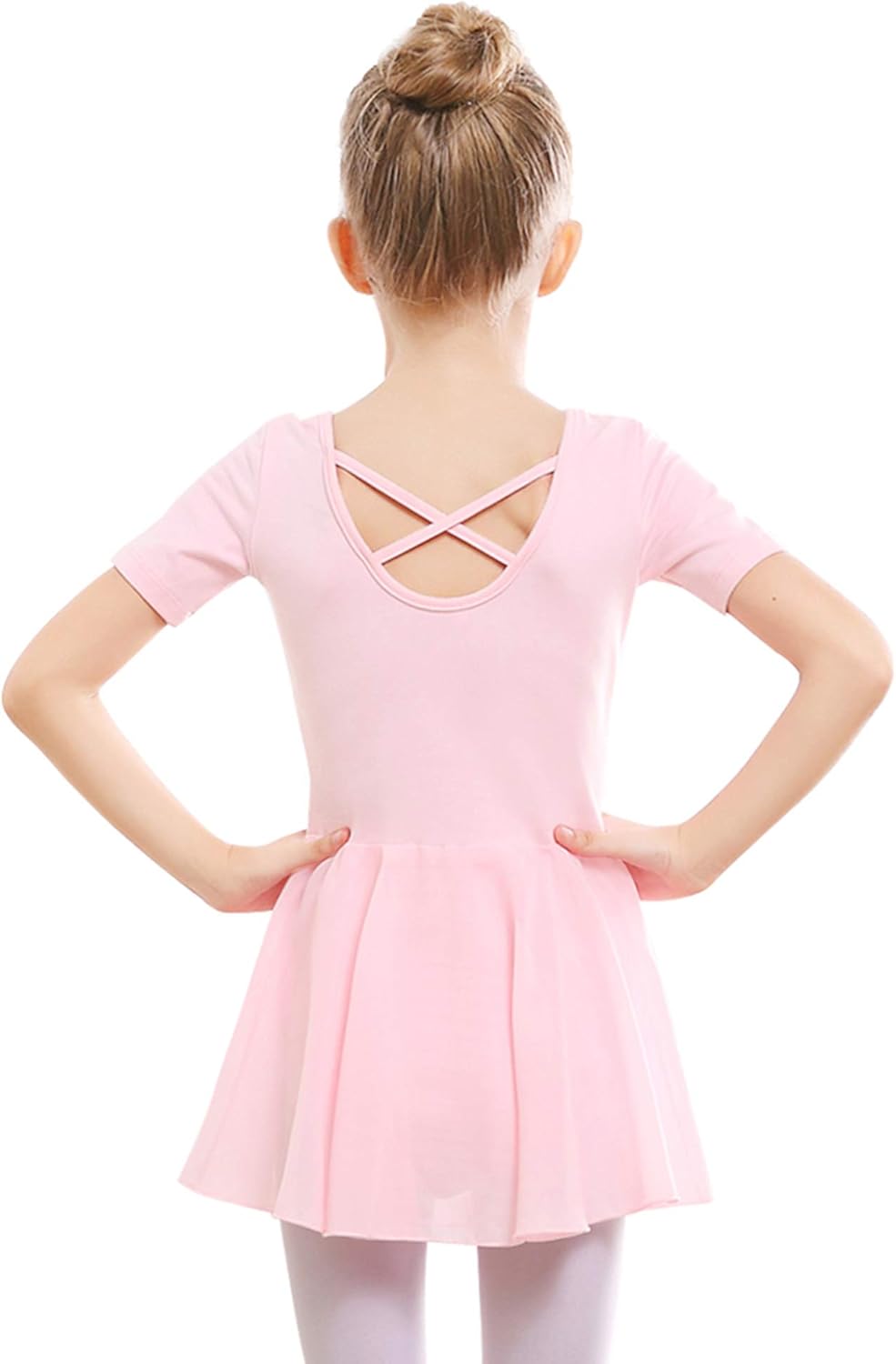 Stelle Ballet Leotard for Girls - Criss-Cross Bow Back Dance Outfit with Skirt | Toddler to Big Kid Sizes