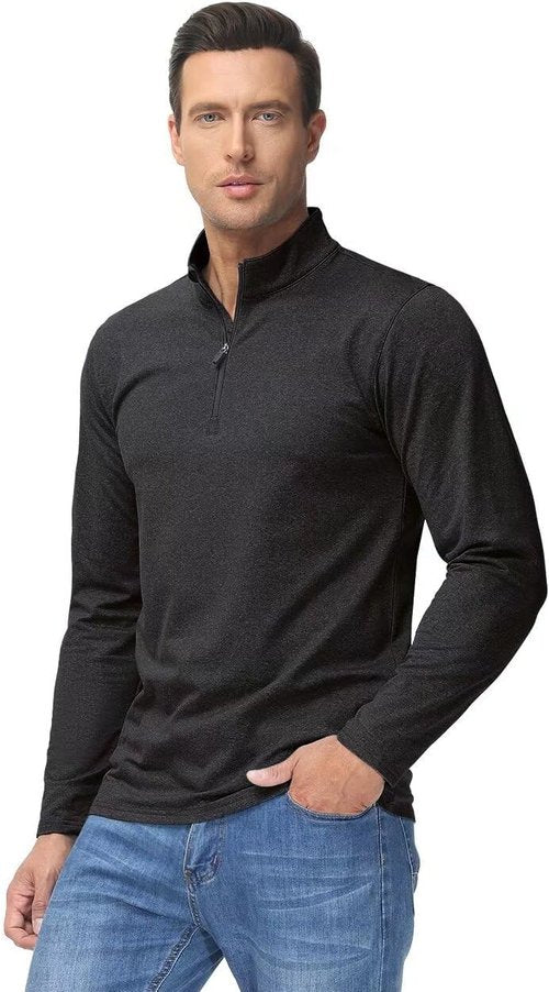 Boladeci Men's Quarter Zip Pullover - Premium Fleece Lined Heather Golf Shirt | Midweight Long Sleeve