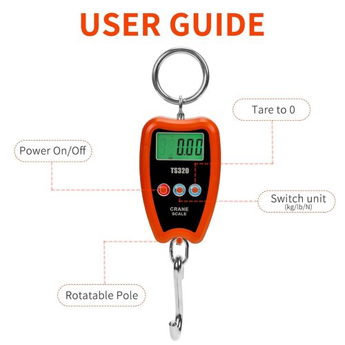 Digital Crane Scale - 300kg/660lbs Capacity | LED Handheld Mini Hanging Scale for Garage, Farm, Fishing