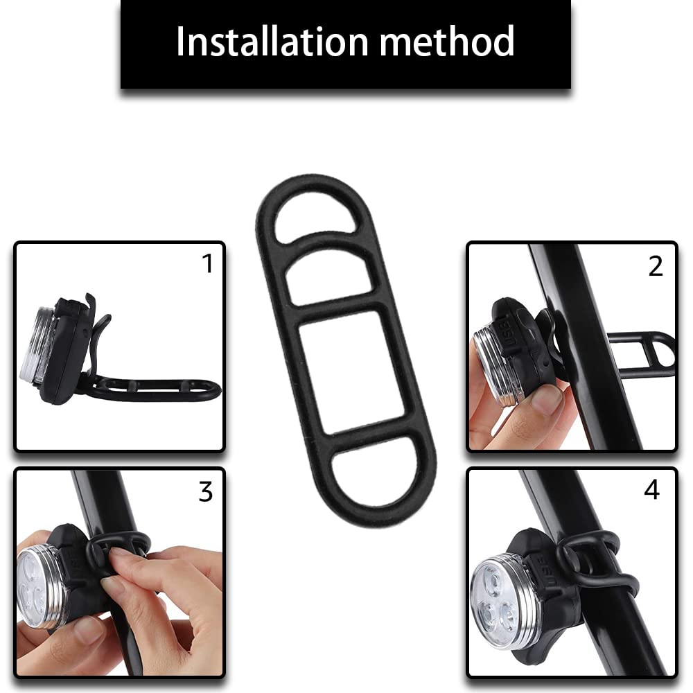 HUAZEXINX 5 Pcs Bicycle Light Silicone Straps Cycling Bicycle Rubber Bike Silicone Mount Band for Bicycle Light Sets, Black (70 x 23 mm)