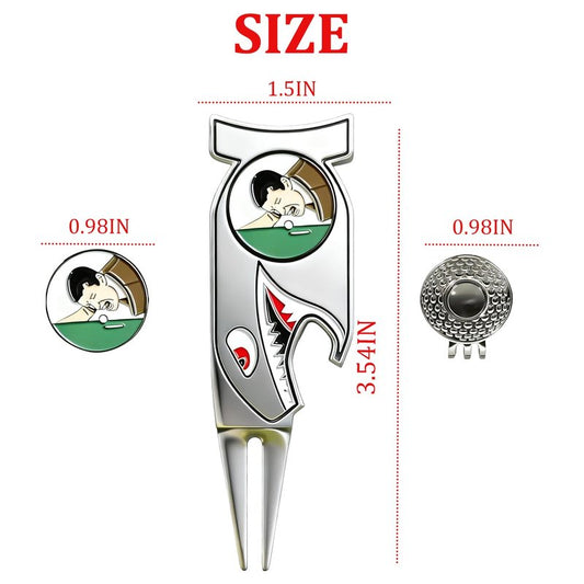 WIGERLON Divot Repair Tool with Ball Marker（1pcs Divot Tool,1 pcs Golf Hat Clip,1pcs Magnetic Ball Marker