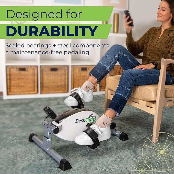 Under Desk Bike Pedal Exerciser - Adjustable Height - White