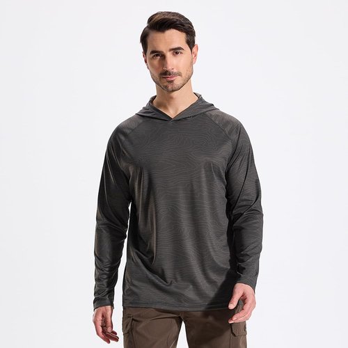LOOGU Men's Sun Protection Hoodie - UPF 50+ Long Sleeve Lightweight Rash Guard for Fishing & Hiking