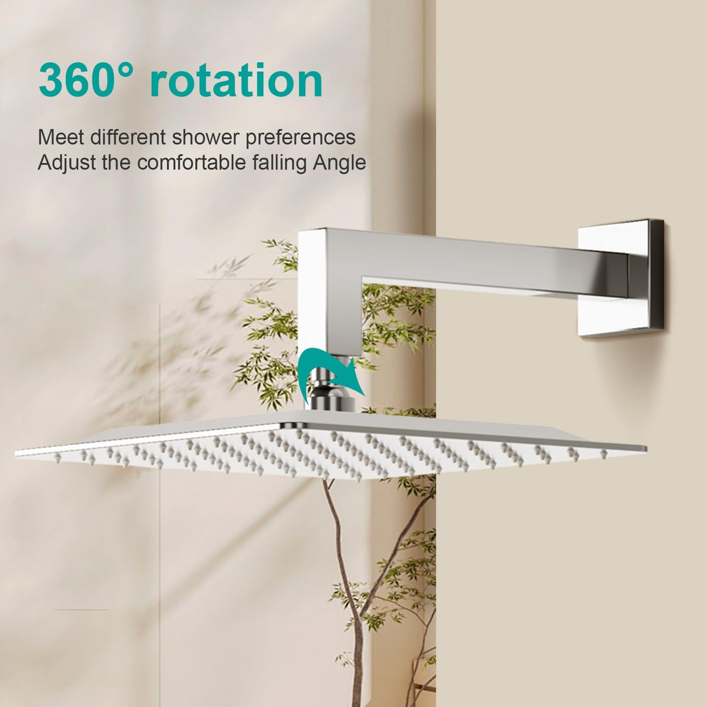 AULEEND Square Rain Shower Head, High Flow Stainless Steel,Work with any decorative style，All Metal Rainfall Shower Head (Chrome, 10)