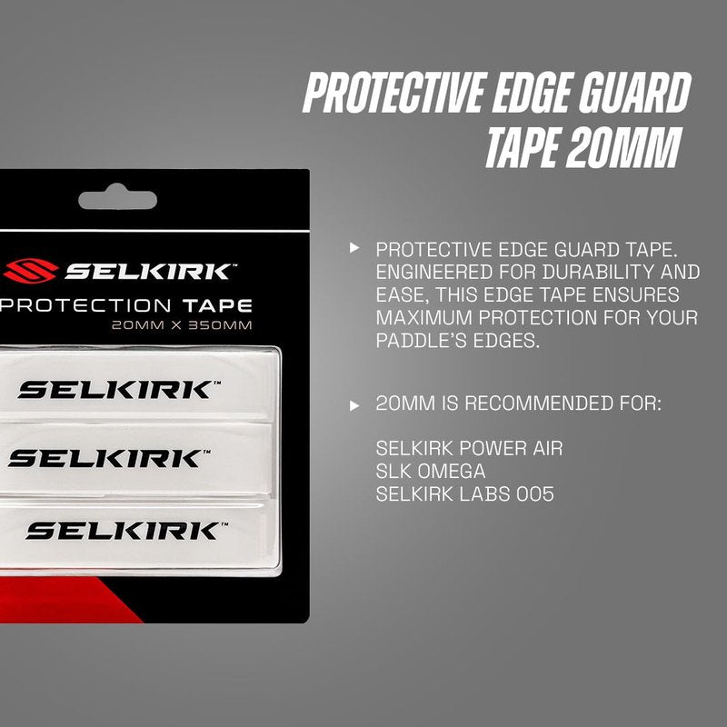 Selkirk Sport Pickleball Edge Guard Tape 20mm x 350mm White | Heavy-Duty Paddle Protection | Lightweight & Sleek Impact Tape | Easy Application & Clean Removal