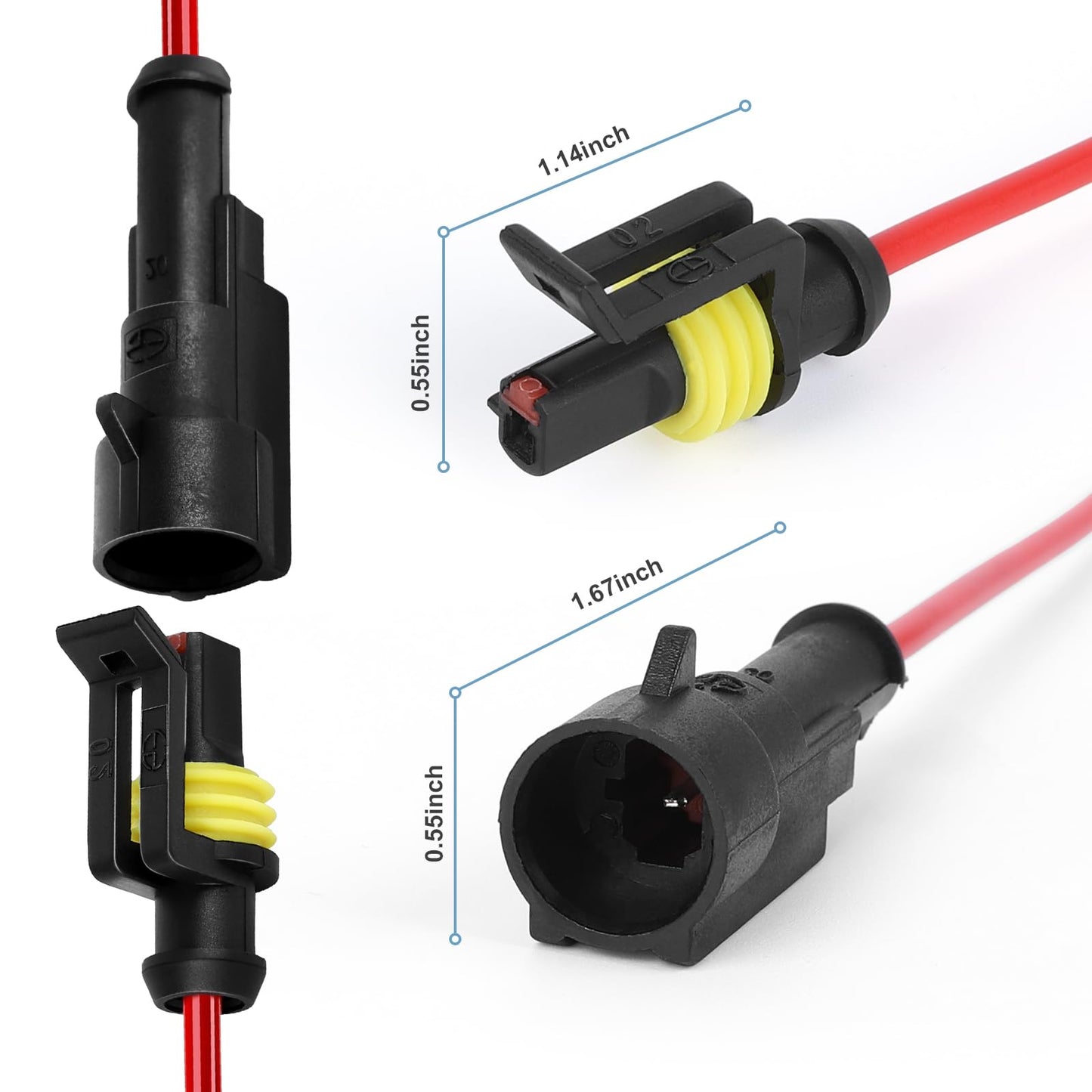 1 Pin Waterproof Wire Connector，18AWG 10cm Male and Female Wire Connector Suitable for Car, Truck, Boat, and Various Applications (5 Pack)