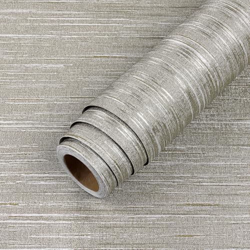 LACHEERY Taupe Grasscloth Wallpaper Textured Peel and Stick Fabric Wallpaper Textured Contact Paper for Cabinets and Drawers Waterproof Removable Grass Cloth Faux Linen Wall Paper for Walls 15.8"x80"