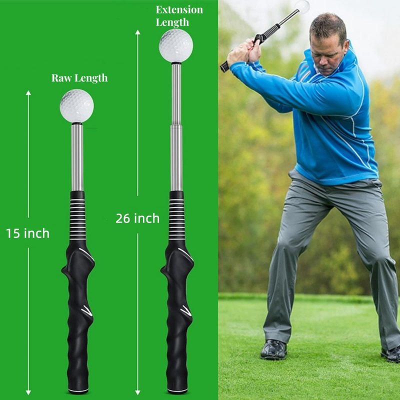 ROYMADE Golf Swing Trainer Telescopic Swing Aid Warm Up for Tempo Grip Strength Right Hand Golf Training Suit for Indoor Outdoor Practice Chipping Hitting Golf Accessories