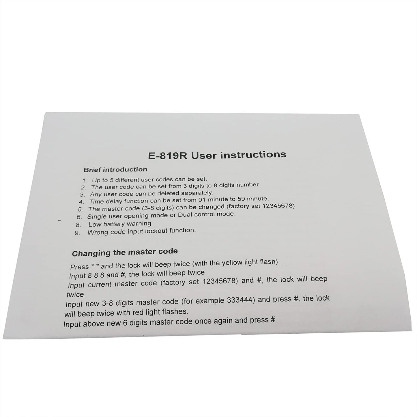 YOSEC Electronic Digital keypad time delay Lock for Safe Box, up to 5 User Codes, time delay from 0-59 Minutes,Dual Control Model