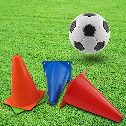 7 Inch Orange Plastic Traffic Cones - 12 Pack Agility Markers for Sports Training