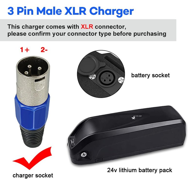 YZPOWER 29.4V 4A Power Adapter for 24V/25.2V Li-Ion Batteries 3-Pin XLR Connector, Smart 24 Volt Power Supply with Display Built-in Fan
